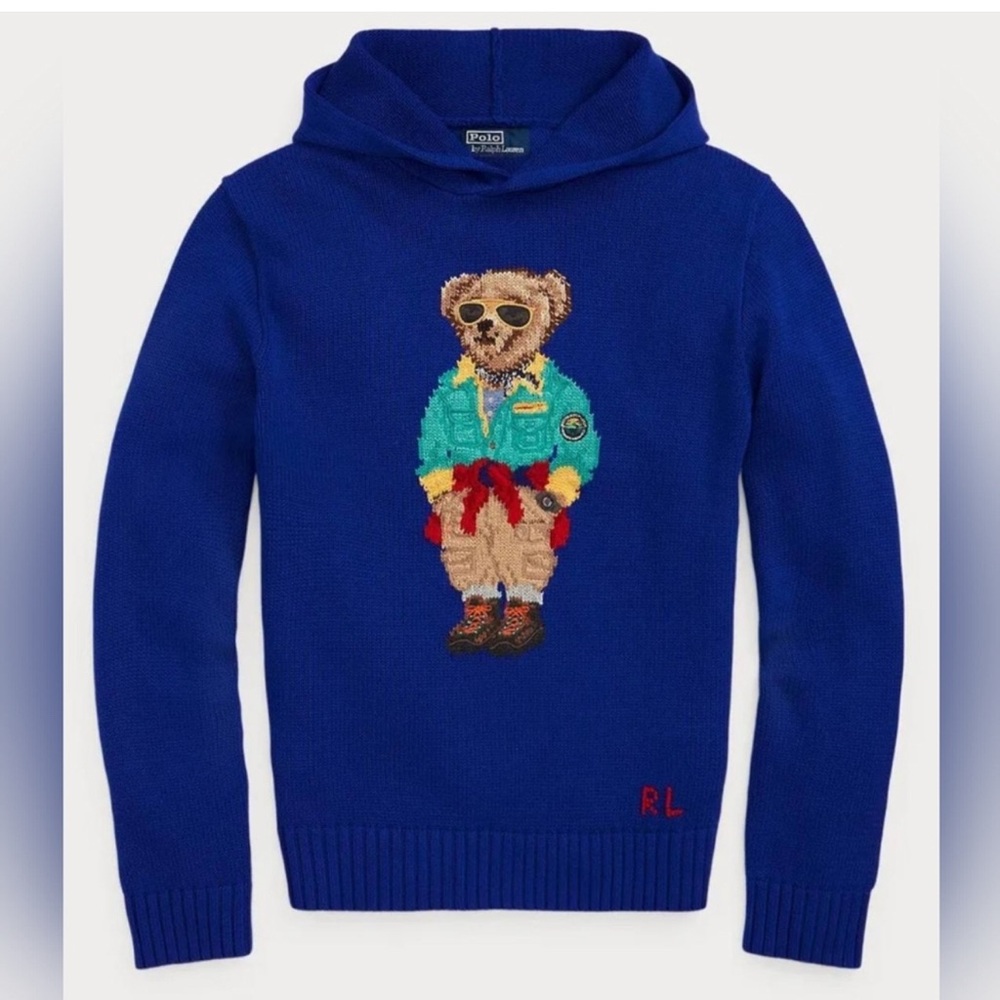 Ralph Lauren Royal Blue Hoodie with Bear Design